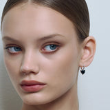 Black Heart Huggies Silver