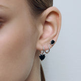 Black Heart Huggies Silver