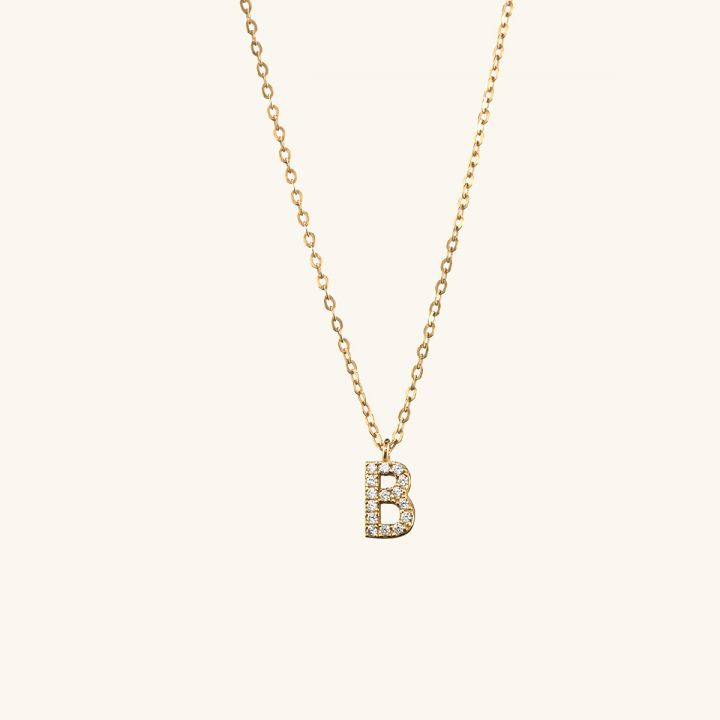 B For|men's Gold Plated B Pendant - Cubic Zirconia Hip Hop Necklace