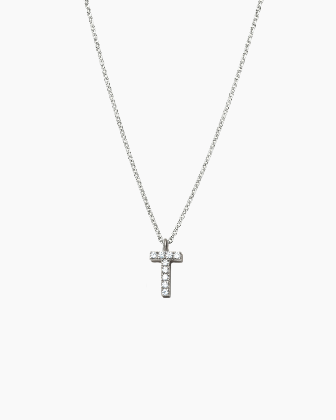 Stone Letter Charm Necklace Silver