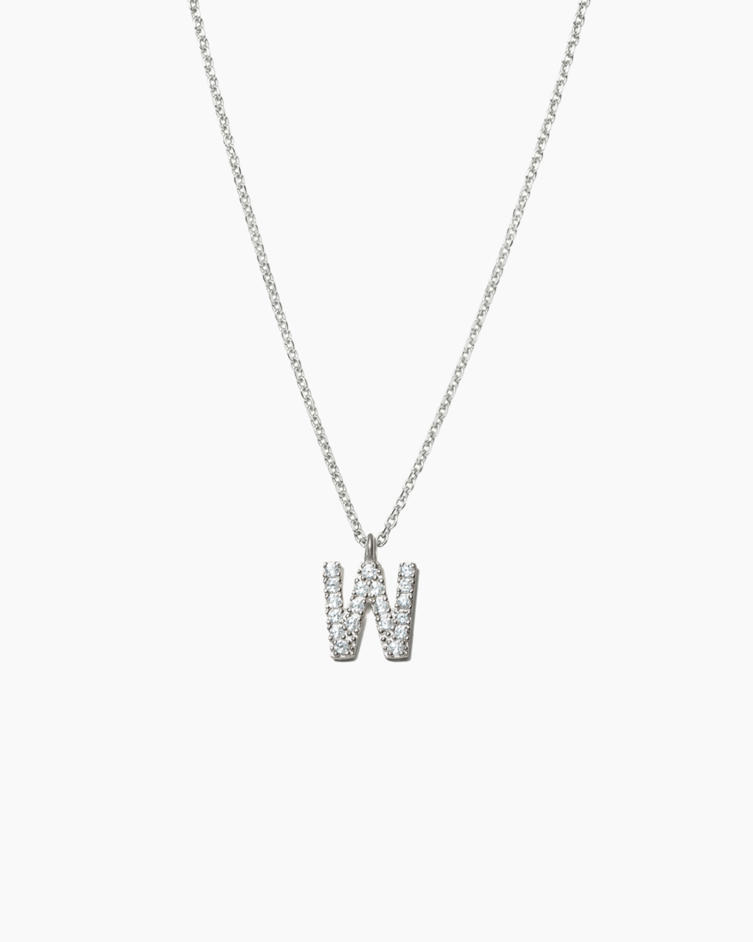 Stone Letter Charm Necklace Silver