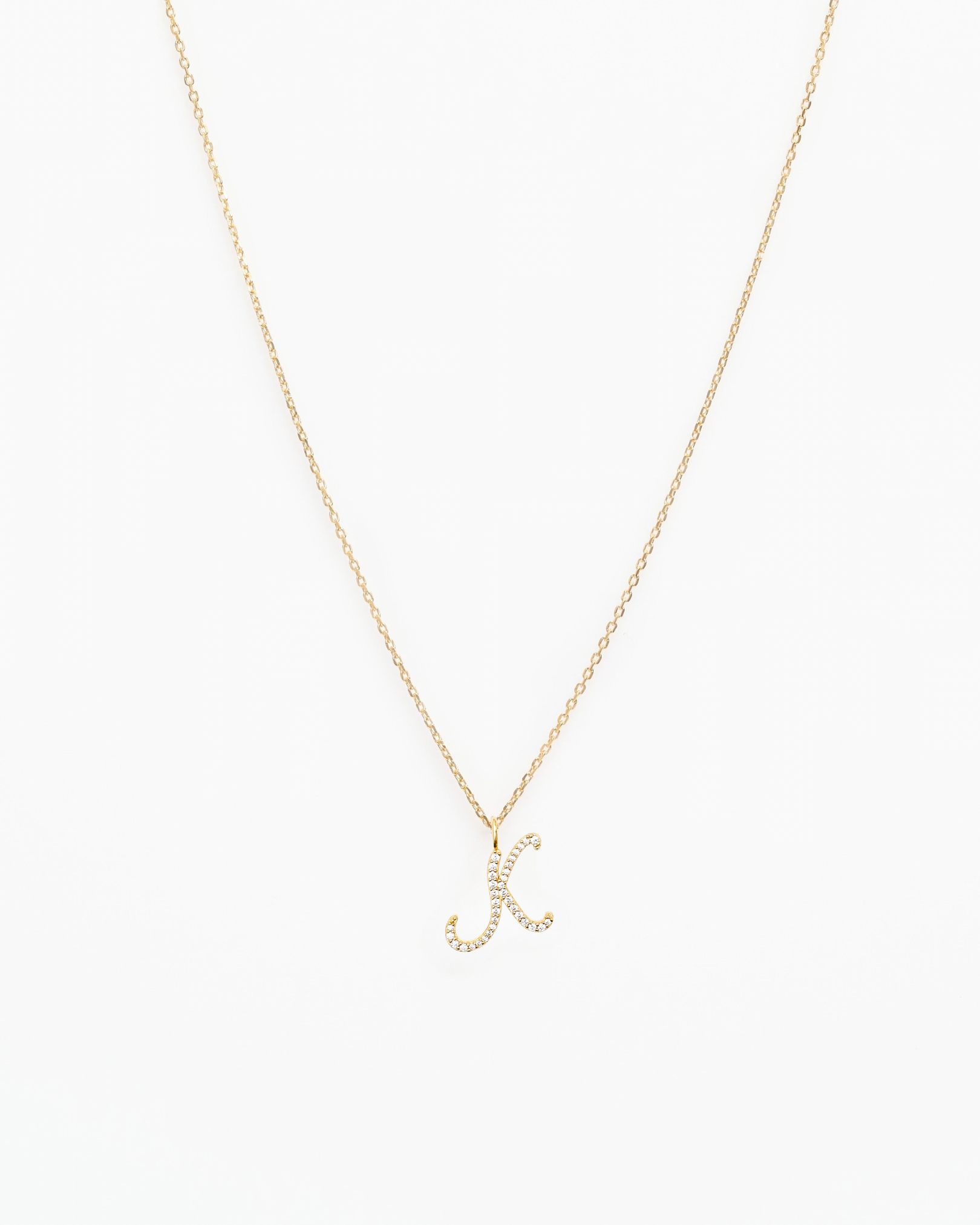 Italic Letters Necklace Gold