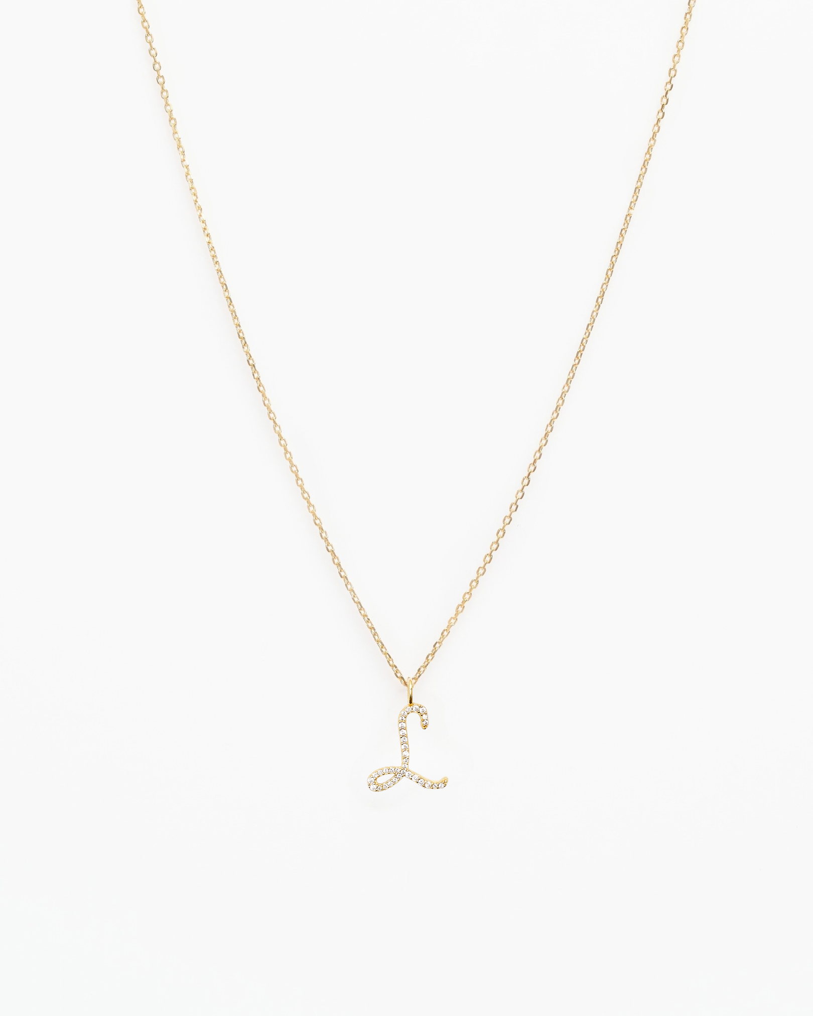 Italic Letters Necklace Gold