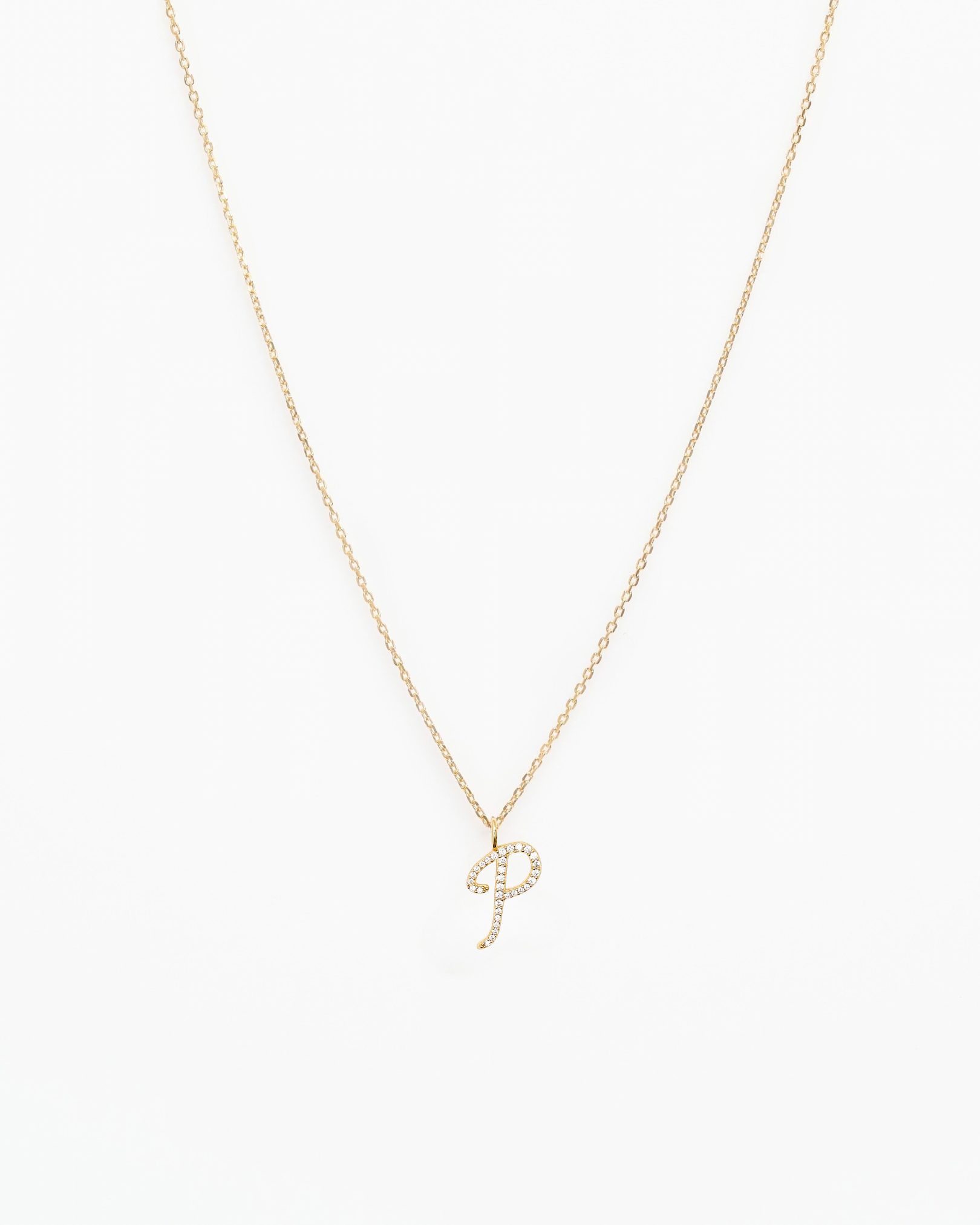 Italic Letters Necklace Gold