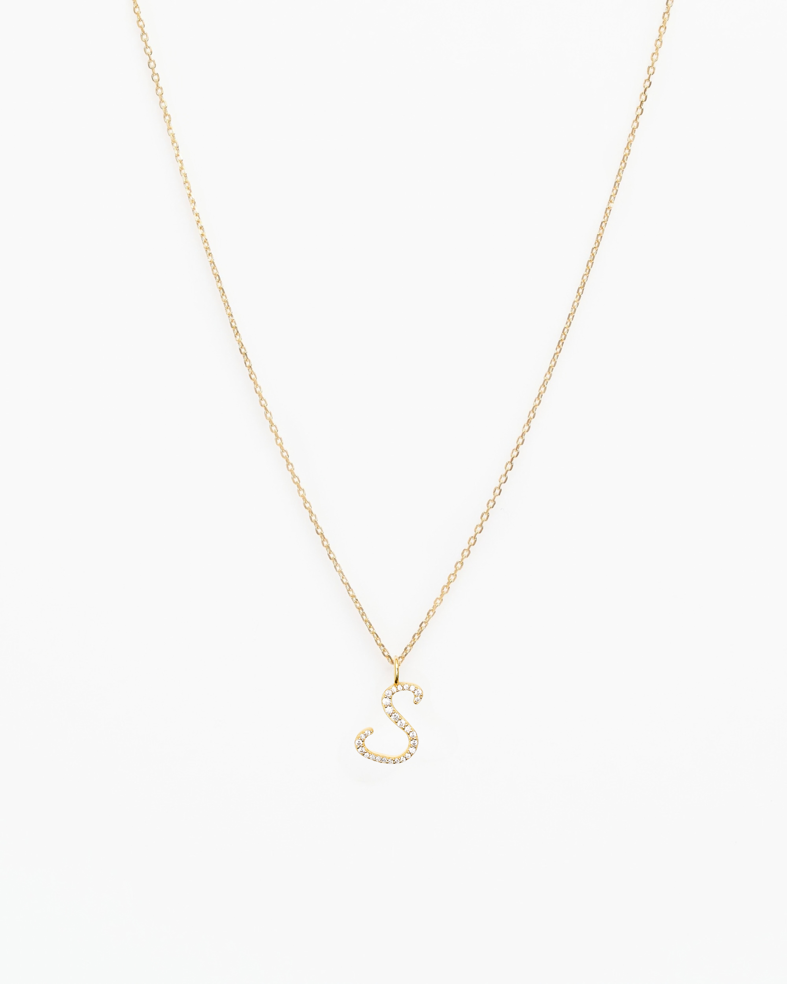 Italic Letters Necklace Gold
