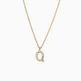 Stone Letter Necklace Gold