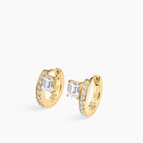 Sopra Pavé Emerald Huggies Gold