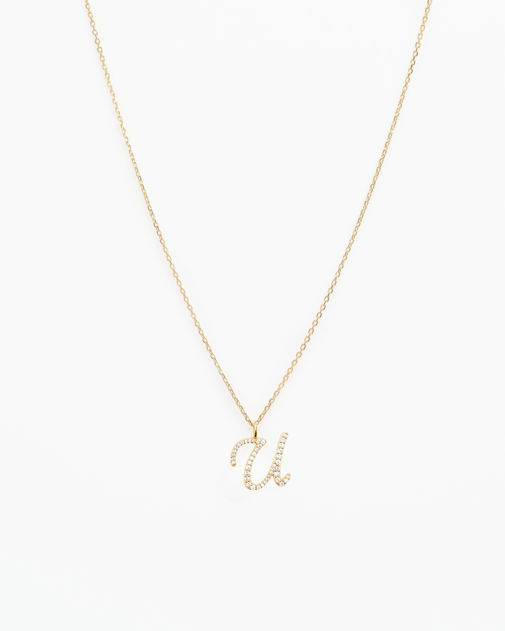 Italic Letters Necklace Gold