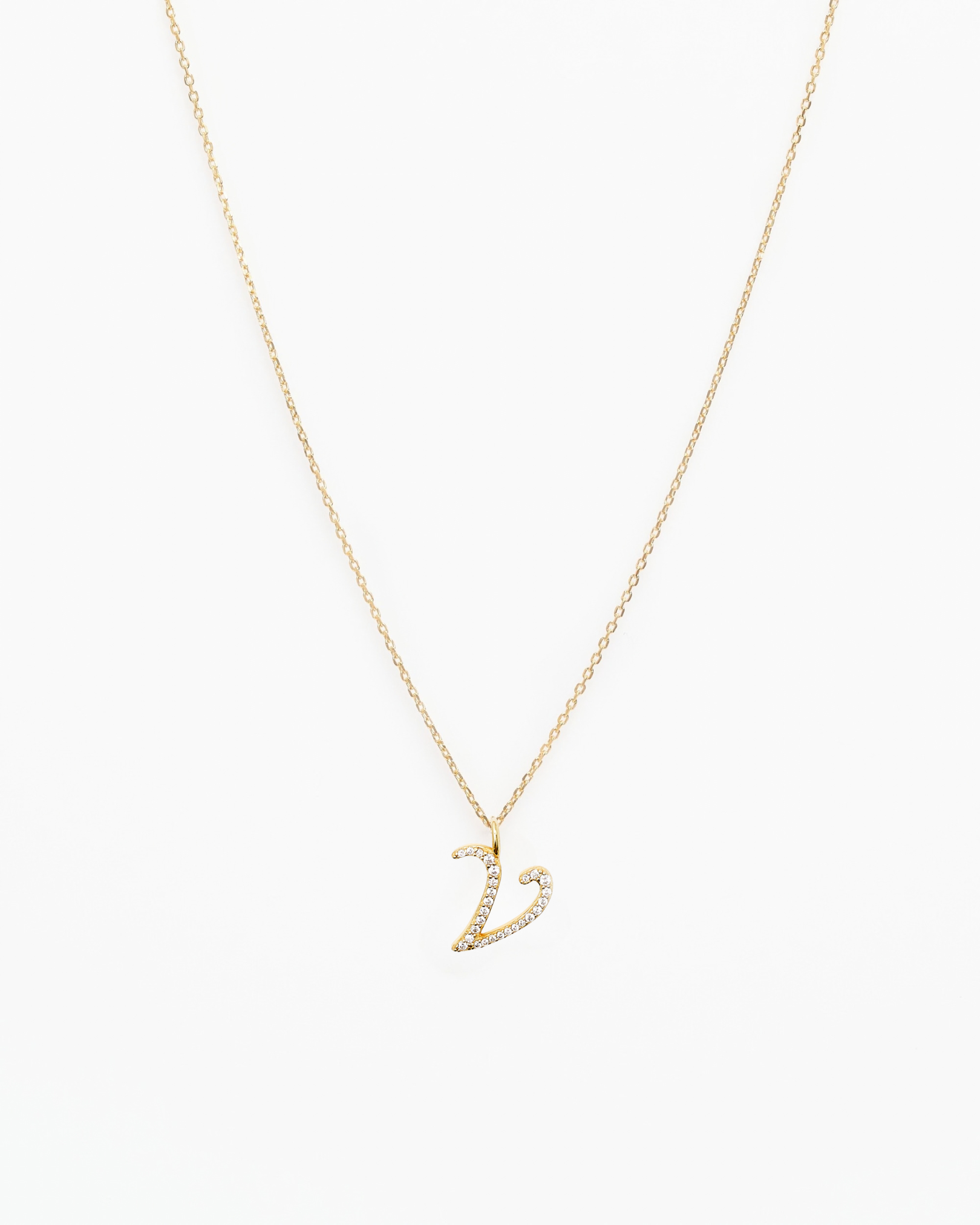 Italic Letters Necklace Gold