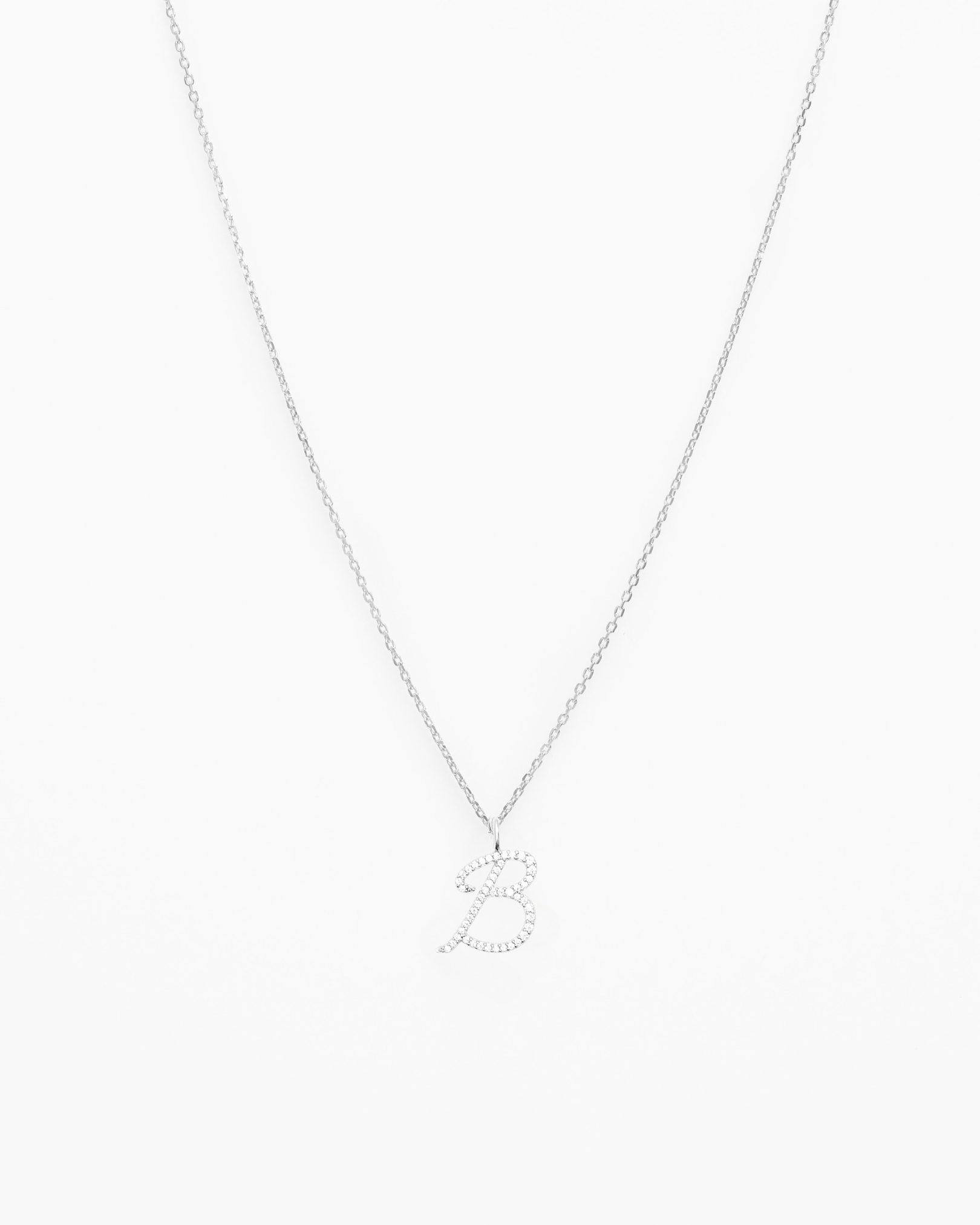 Italic Letters Necklace Silver