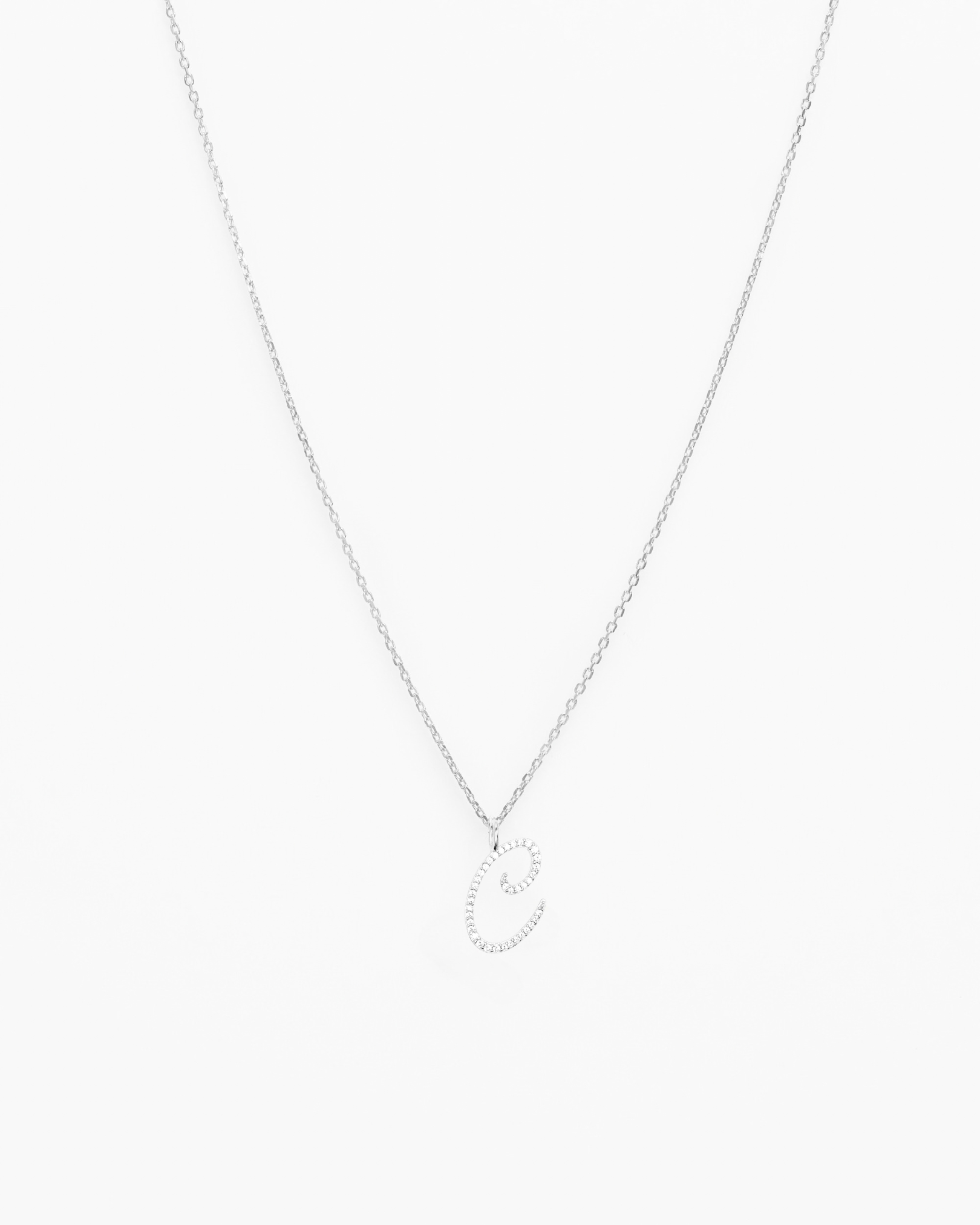 Italic Letters Necklace Silver