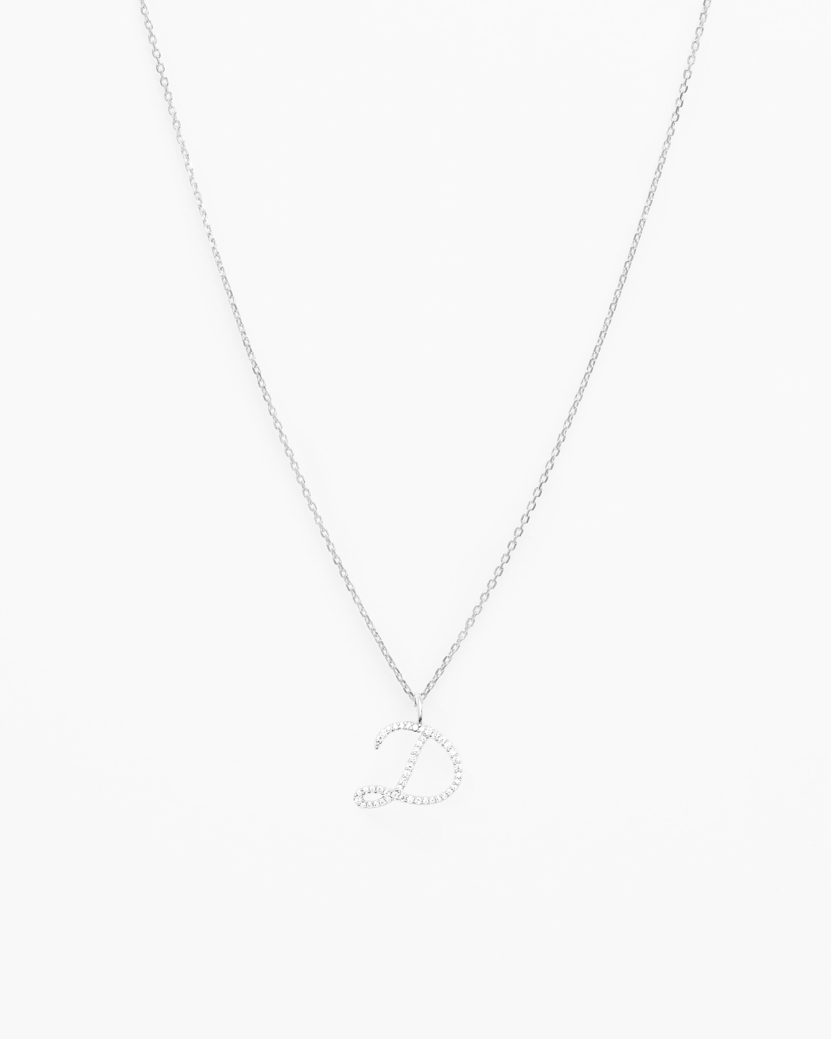 Italic Letters Necklace Silver