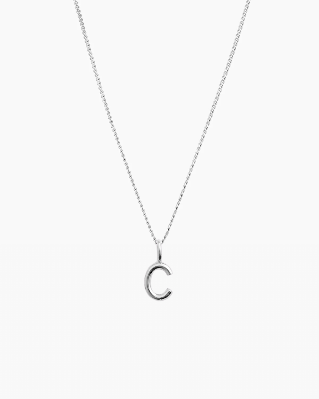 Letter Charm Necklace Silver