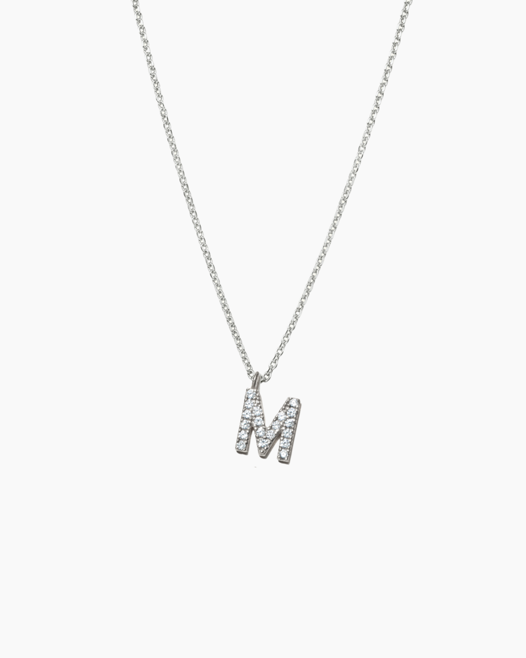 Stone Letter Necklace Silver