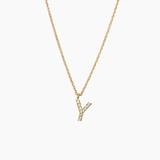 Stone Letter Necklace Gold