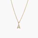 Stone Letter Necklace Gold