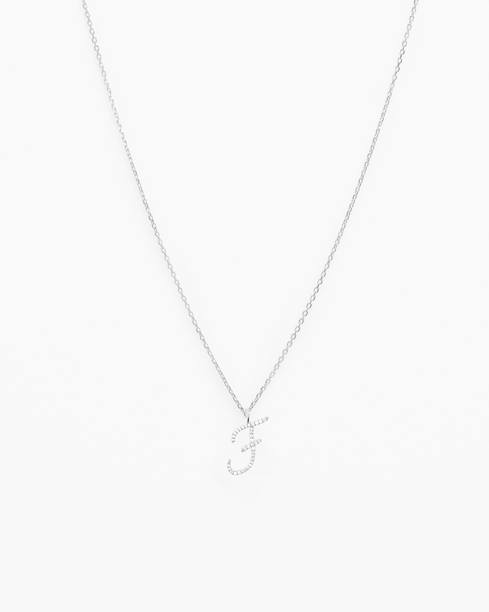 Italic Letters Necklace Silver