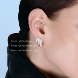 Rivetto Half Pavé Huggies Silver