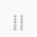Emerald Cut Hoops Silver