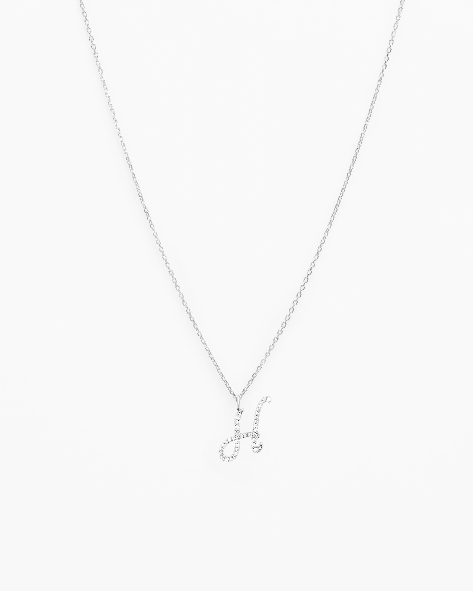 Italic Letters Necklace Silver