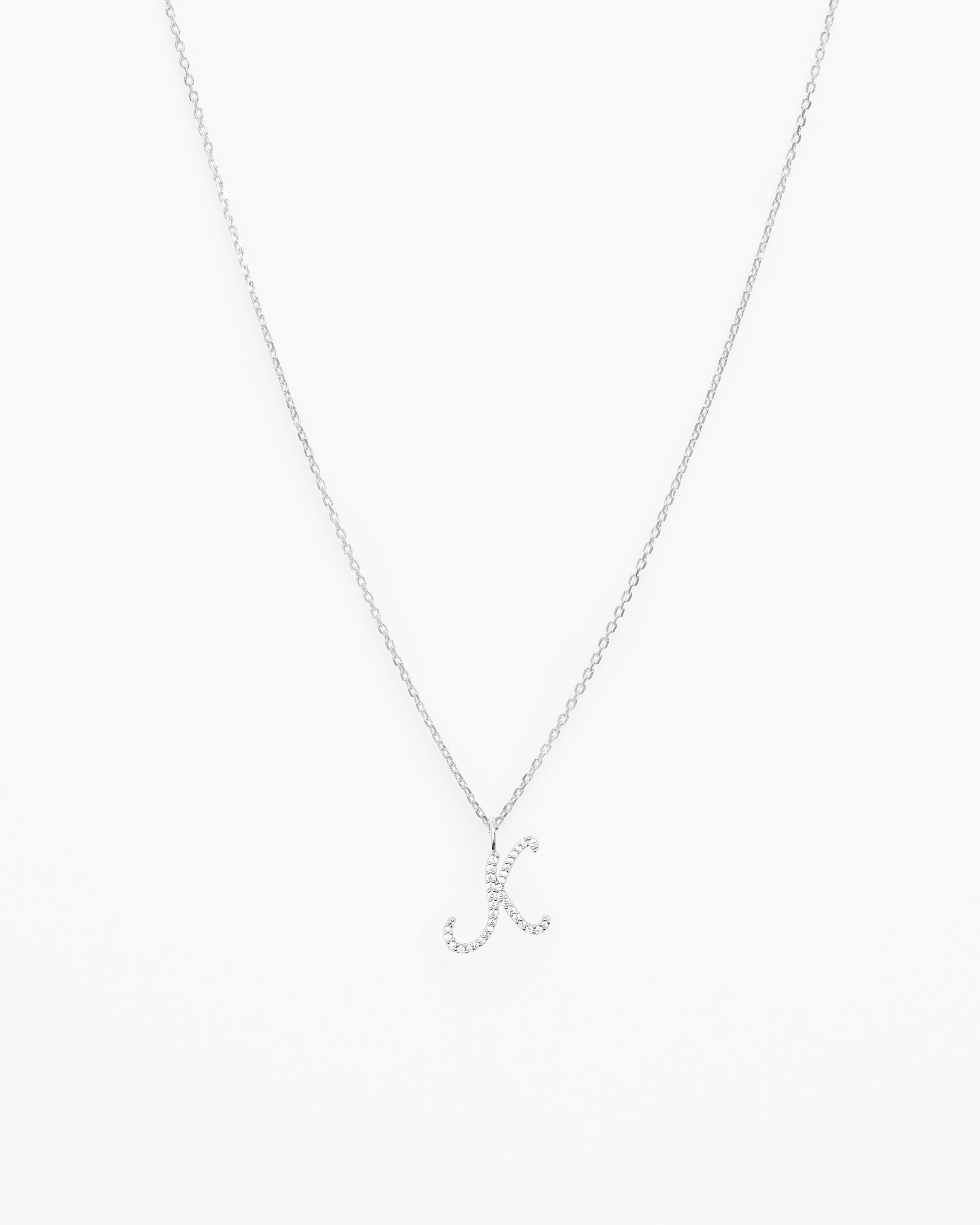 Italic Letters Necklace Silver
