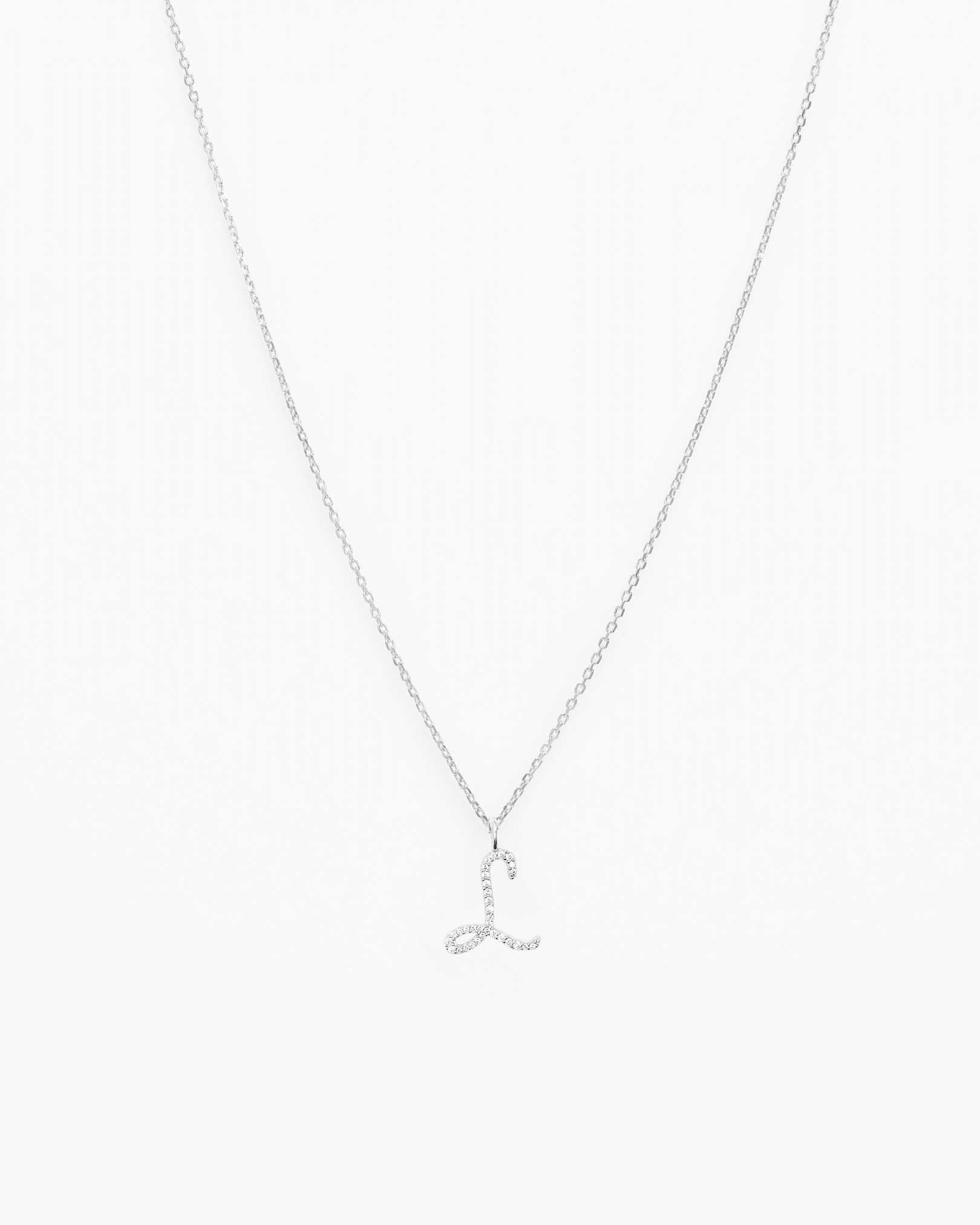 Italic Letters Necklace Silver