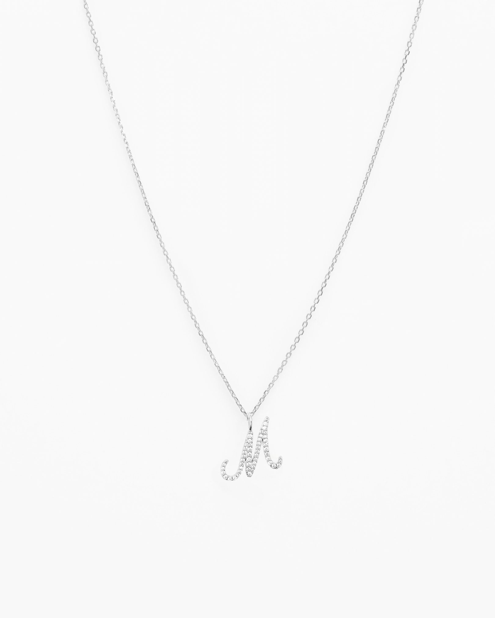 Italic Letters Necklace Silver