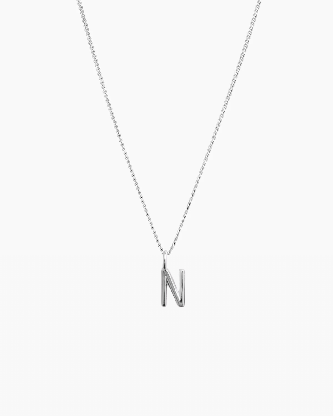 Letter Charm Necklace Silver