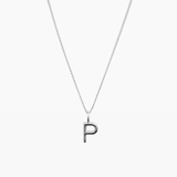 Letter Charm Necklace Silver