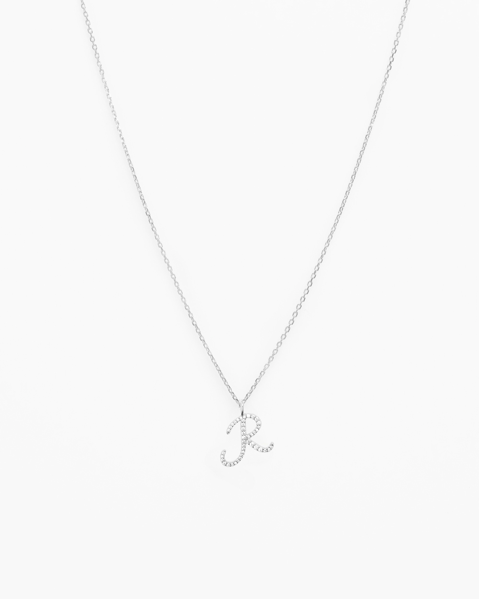 Italic Letters Necklace Silver