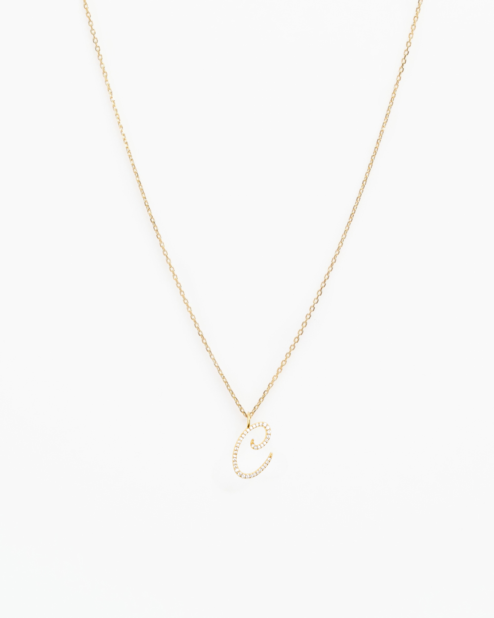 Italic Letters Necklace Gold