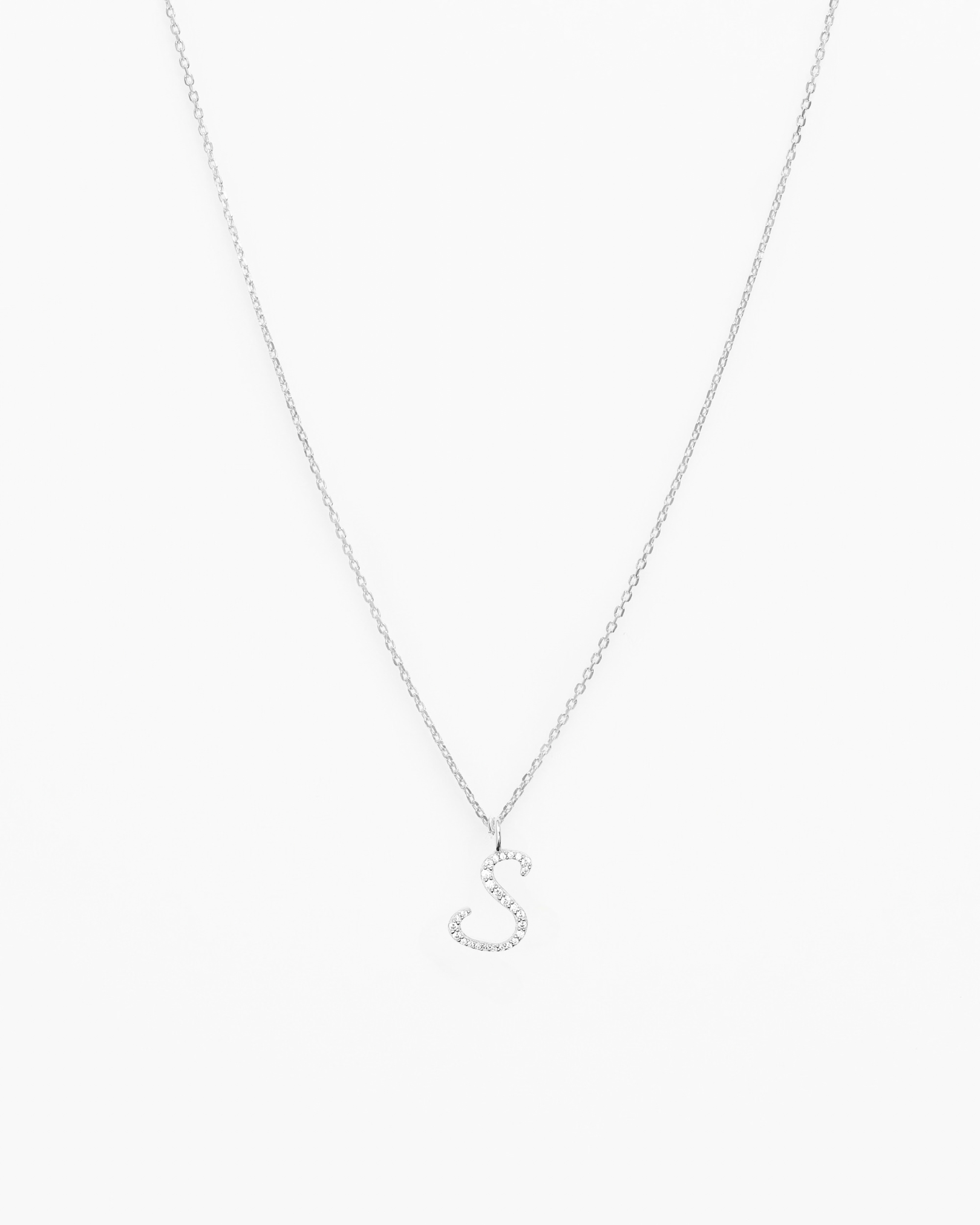Italic Letters Necklace Silver