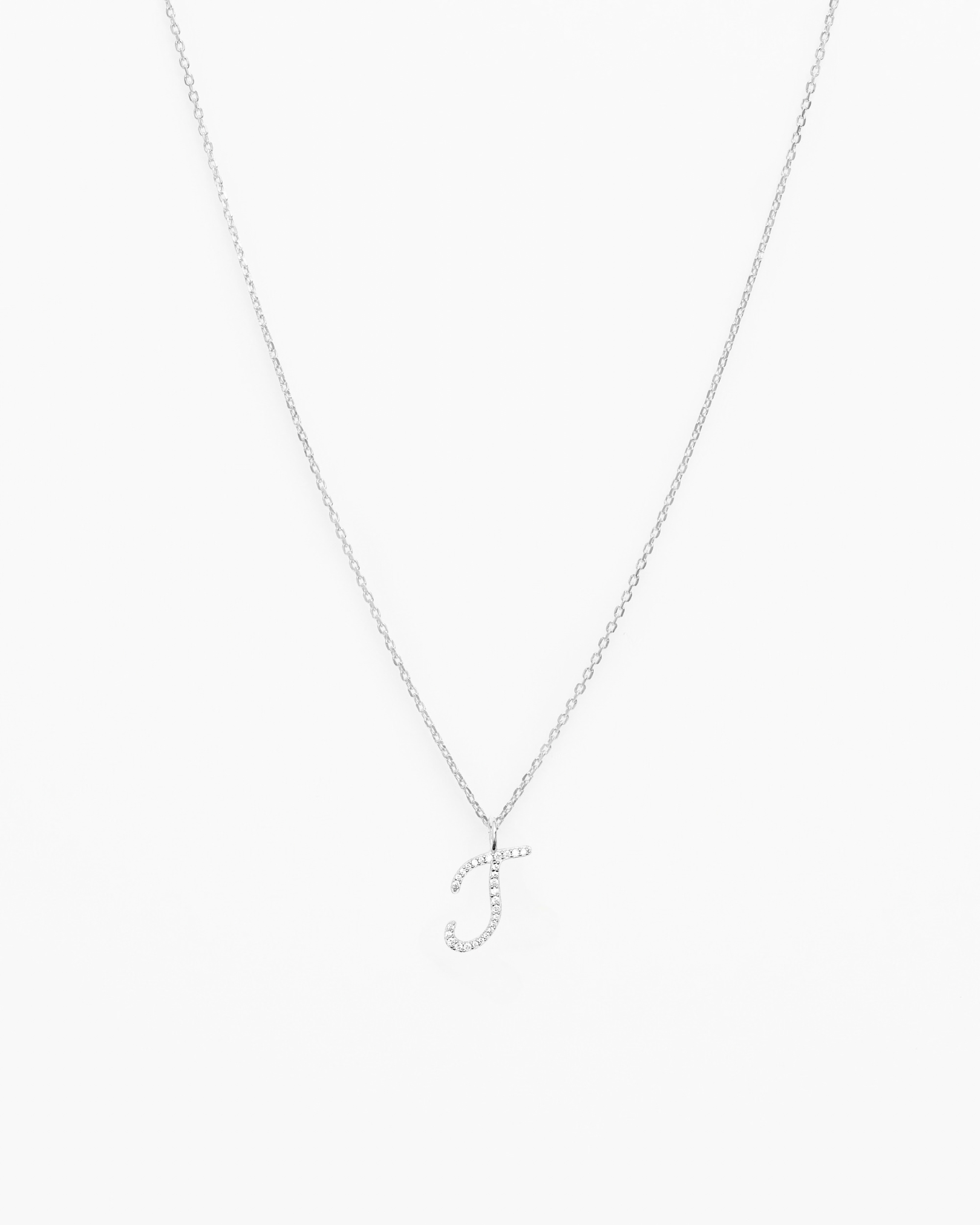 Italic Letters Necklace Silver