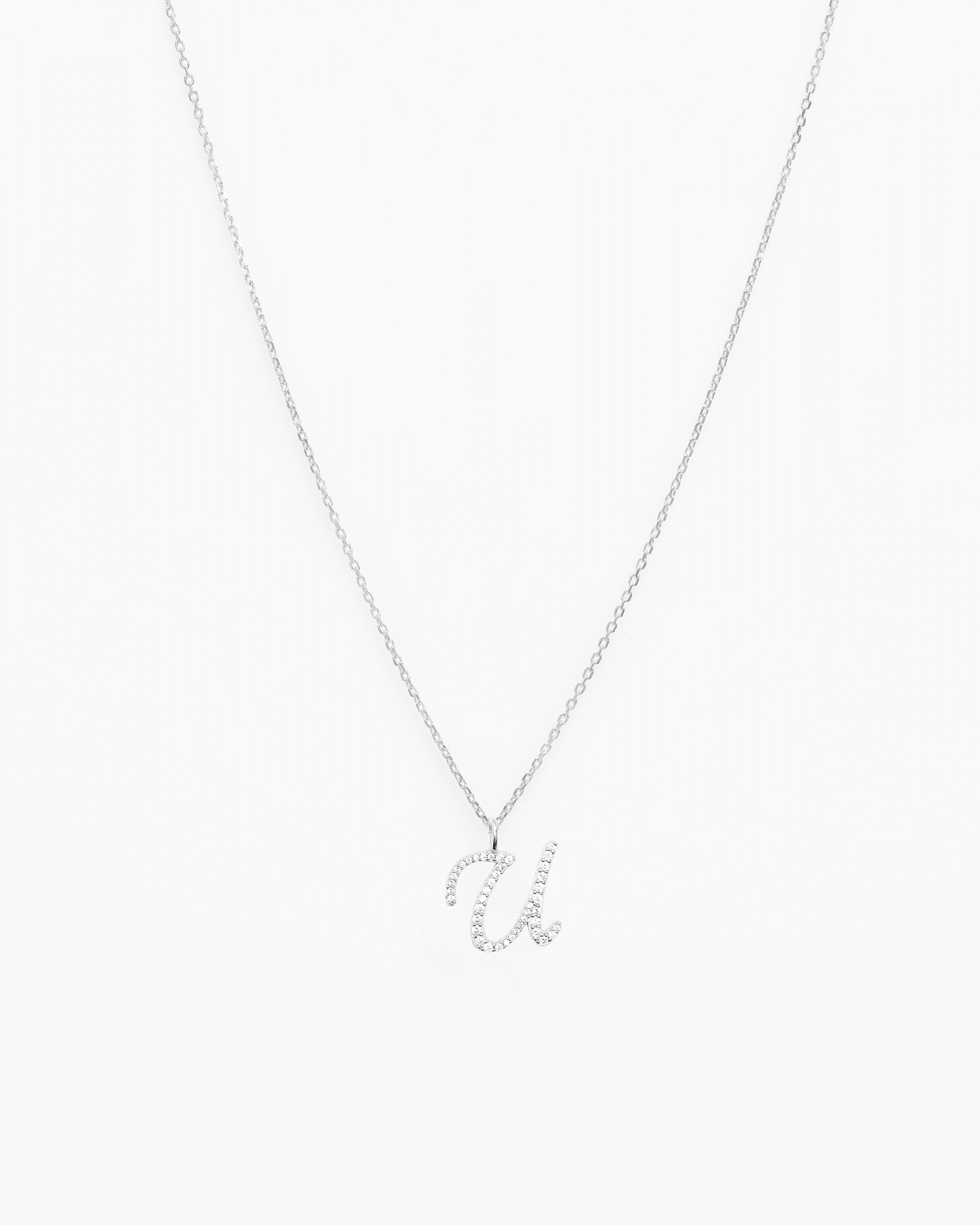 Italic Letters Necklace Silver