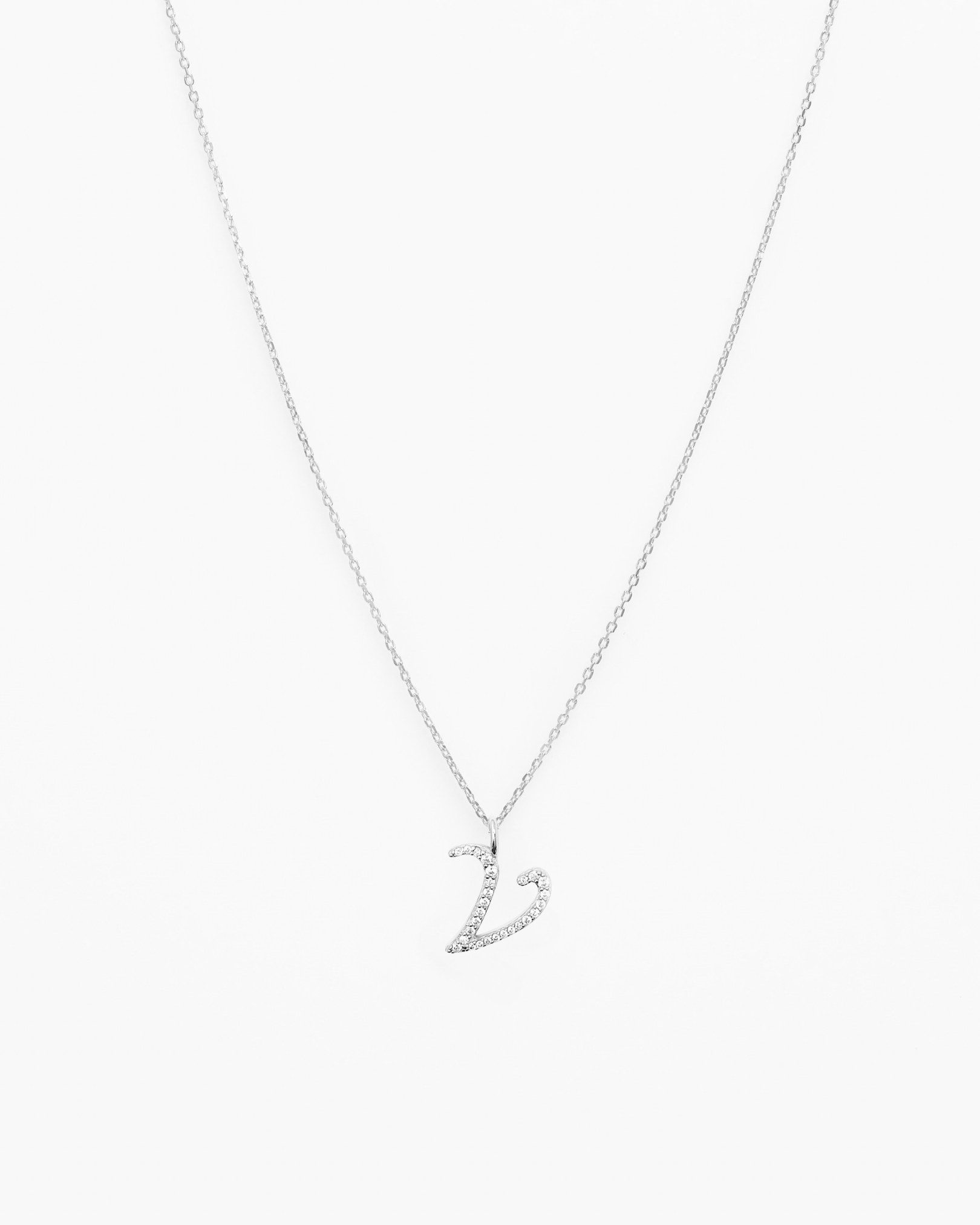 Italic Letters Necklace Silver