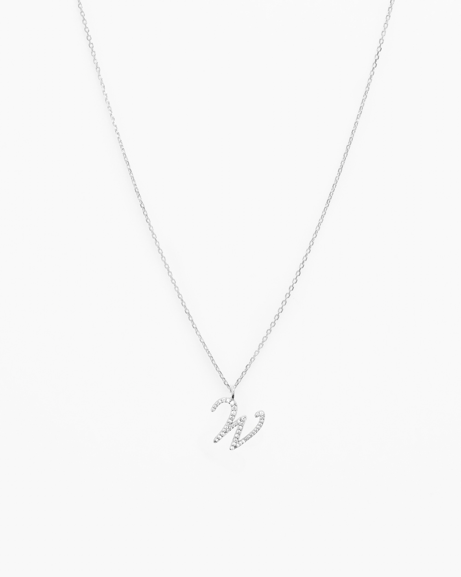 Italic Letters Necklace Silver
