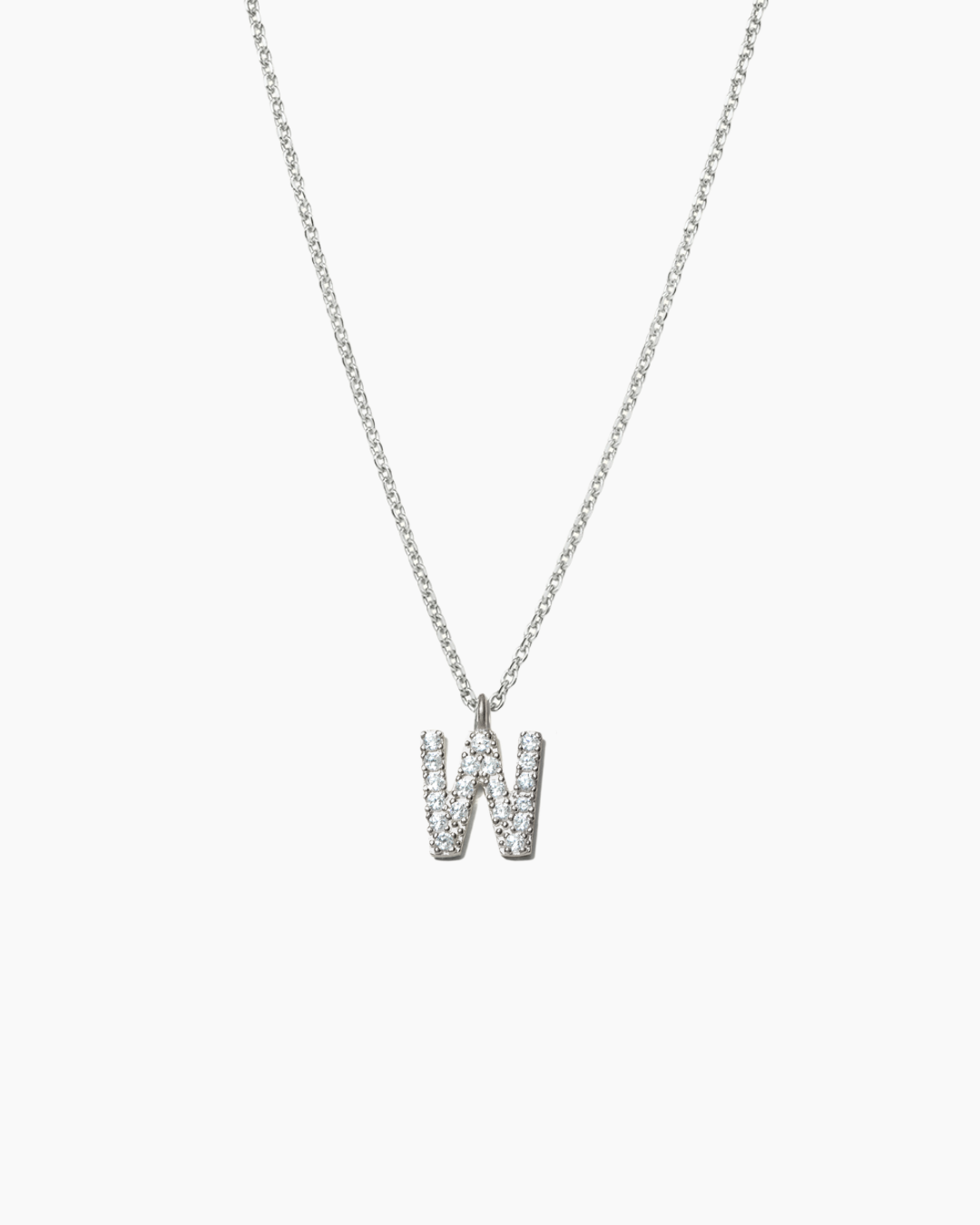 Stone Letter Necklace Silver