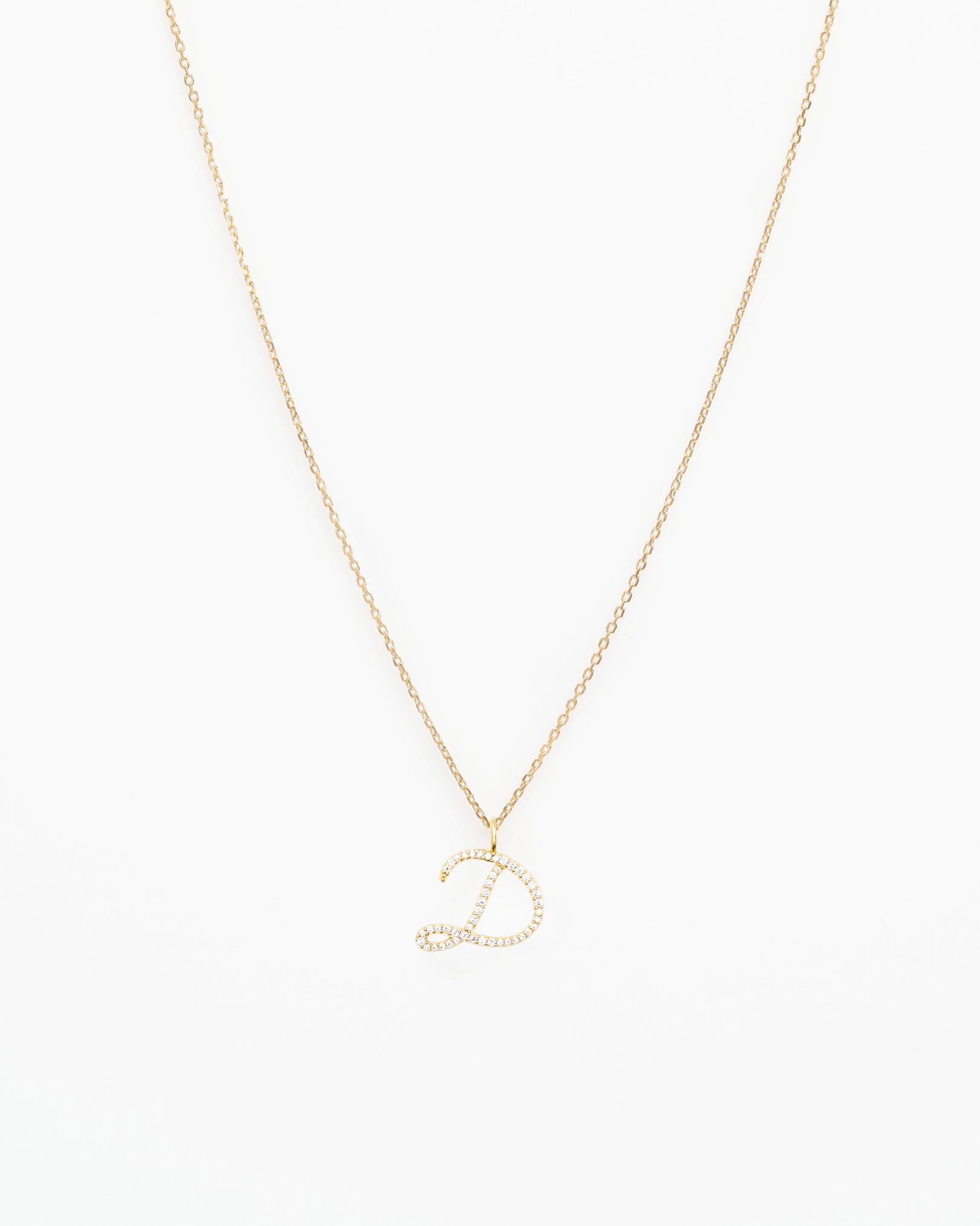 Italic Letters Necklace Gold