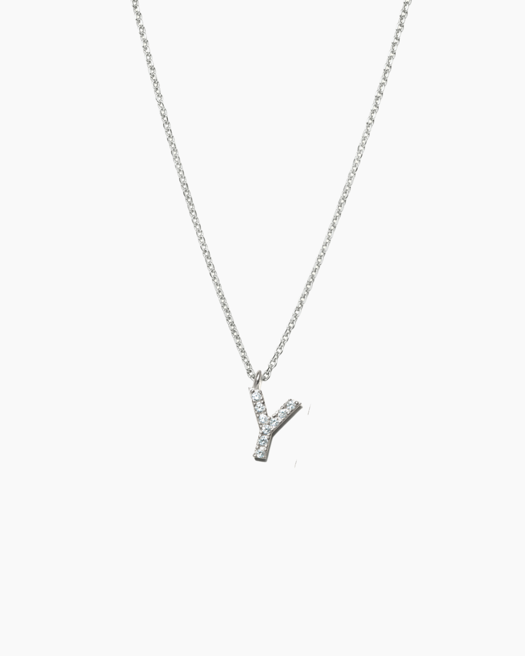 Stone Letter Necklace Silver