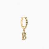 Stone Letter Hoop Gold