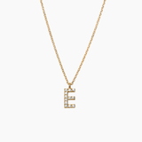 Stone Letter Charm Necklace Gold