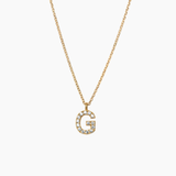 Stone Letter Charm Necklace Gold