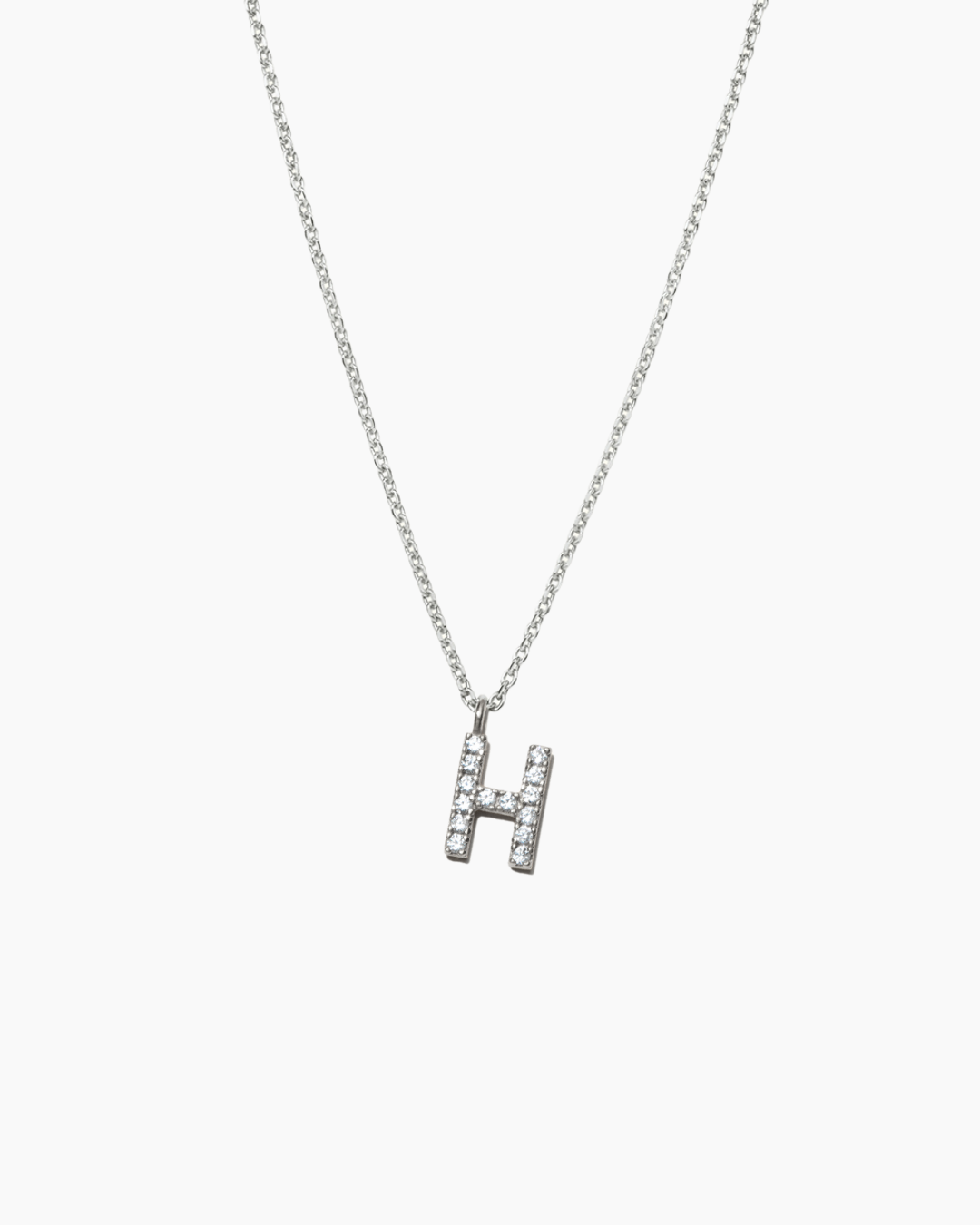 Stone Letter Charm Necklace Silver
