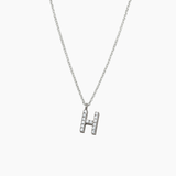 Stone Letter Charm Necklace Silver