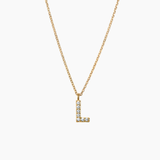 Stone Letter Charm Necklace Gold