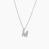 Stone Letter Charm Necklace Silver