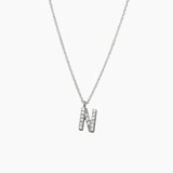 Stone Letter Charm Necklace Silver