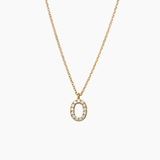 Stone Letter Charm Necklace Gold