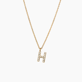 Stone Letter Necklace Gold
