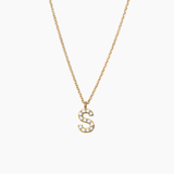 Stone Letter Charm Necklace Gold